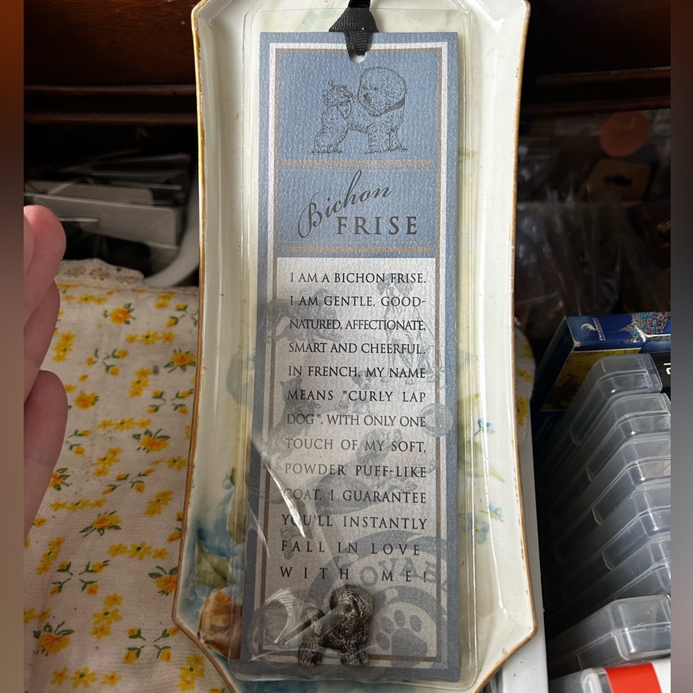 Russ Purebred Puppies Pewter Lapel Pin and bookmark in Blue and White